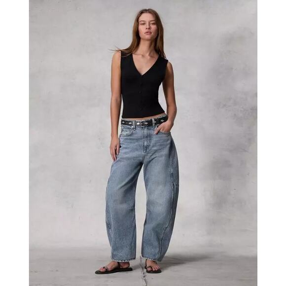 rag & bone Charlie Ankle Barrel Leg Jeans Blue High Rise Denim 25 - Picture 1 of 8